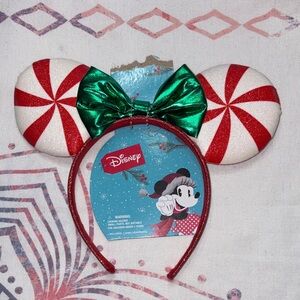 Disney Peppermint Ears headband with Green Bow